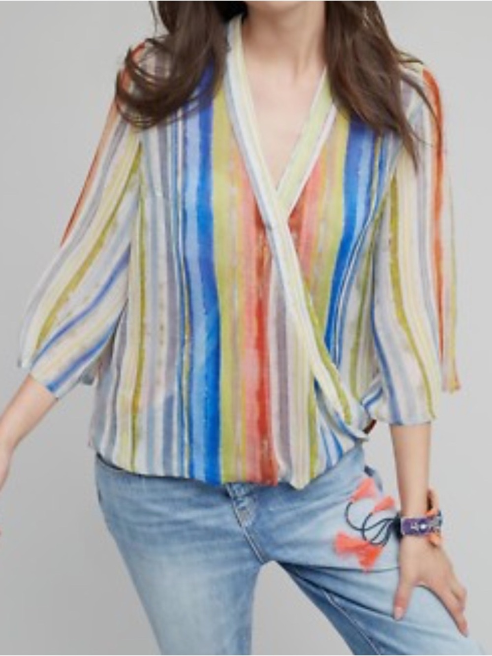 Anthropologie Bl-Nk Erasmus Striped Blouse Multicolored